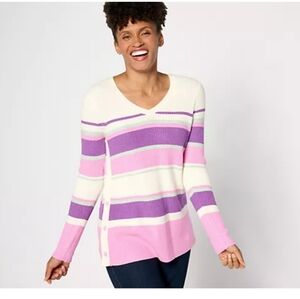 Ultra Soft V-Neck Sweater with Snap Button Sides by Sport Savy